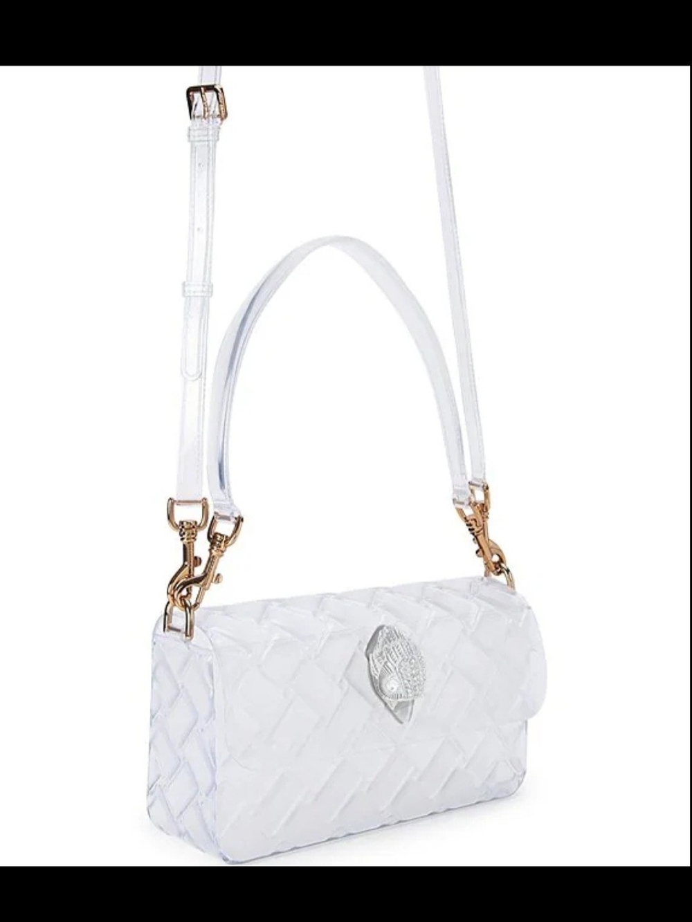 Kurt Geiger Clear Quilted Crossbody Shoulder Bag with Gold Hardware